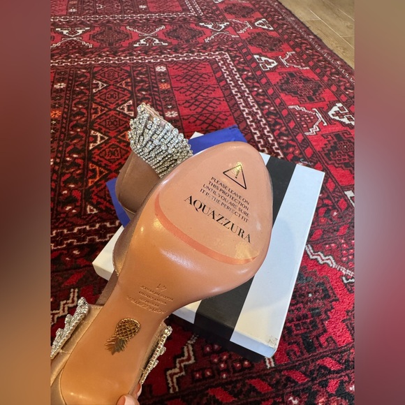 NEW NIB Aquazzura concorde crystal peep Toe Satin Heels - Picture 7 of 8